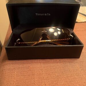 Tiffany & Co. Brown Shield Sunglasses with Crystal Beaded Arms.